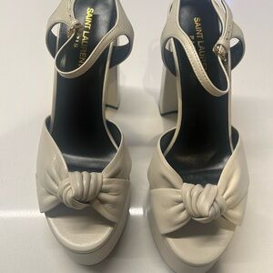 Saint Laurent Cream Women's Heeled Sandals